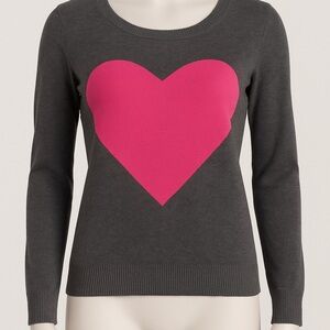 INC International Concepts Pink Heart Sweater Sm Gray Knit Coquette Soft Girl